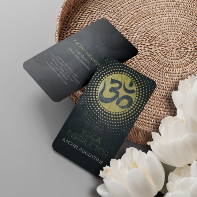 Elegant Gold Foil Yoga Mandala Blommigt & Om Symbo Visitkort (Skapare uppladdad)