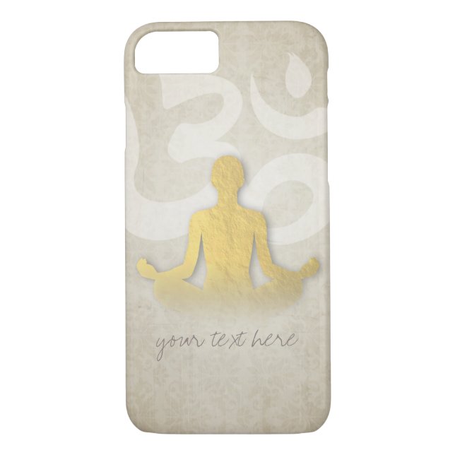 Elegant Gold Foil Yoga Meditation Pose Om Symbol Case-Mate iPhone Skal (Baksida)