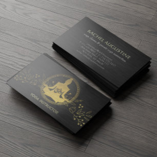 Elegant Gold Foil Yoga Meditation Pose Om Symbol Visitkort