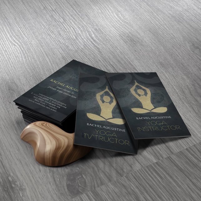 Elegant Gold Foil Yoga Meditation Pose Om Symbol Visitkort (Skapare uppladdad)