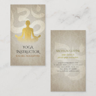 Elegant Gold Foil Yoga Meditation Pose Om Symbol Visitkort