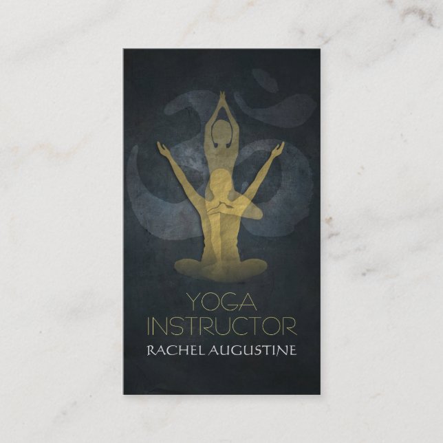 Elegant Gold Foil Yoga Meditation Pose Om Symbol Visitkort (Framsida)
