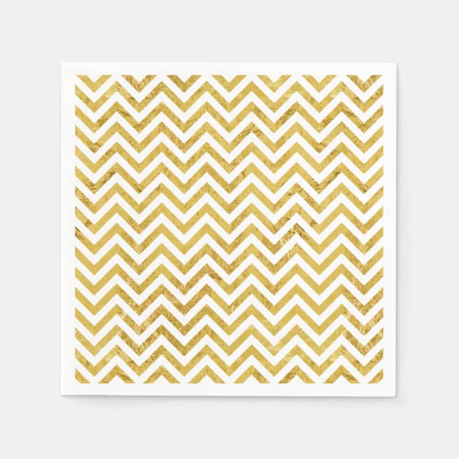 Elegant Gold Foil Zigzag Rand Chevron Mönster Pappersservett (Framsidan)