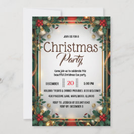 Elegant Gold Frame Christmas Party Invitation Inbjudningar