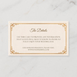 Elegant Gold Frame Classic Wedding Details Card Tilläggskort