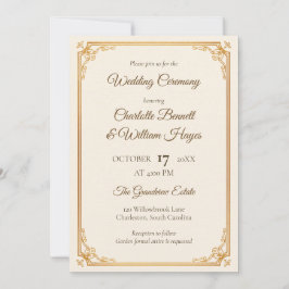 Elegant Gold Frame Classic Wedding Invitation Inbjudningar