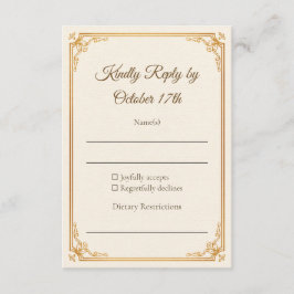 Elegant Gold Frame Classic Wedding RSVP Card OSA Kort