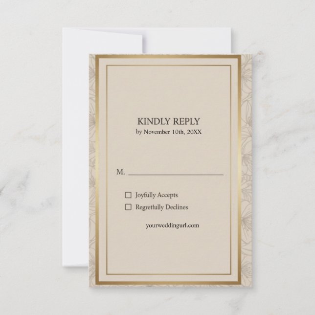 Elegant Gold Frame Minimalist Wedding  OSA Kort (Framsida)