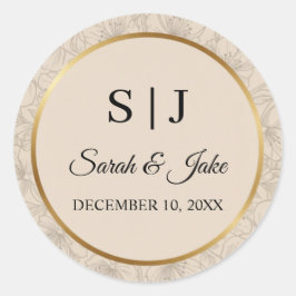 Elegant Gold Frame Personalized Wedding Monogram Runt Klistermärke