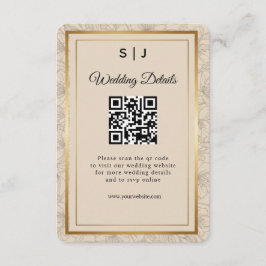 Elegant Gold Frame QR Code Wedding Details Tilläggskort