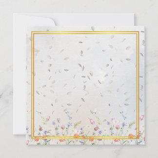 Elegant Gold Frame Wildflower Blank Card with Whit Anteckningskort