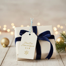 Elegant Gold "From Our Home to Yours" DIY Holiday  Presentetikett