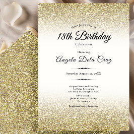 Elegant Gold Glitter 18th Birthday Debut Inbjudningar