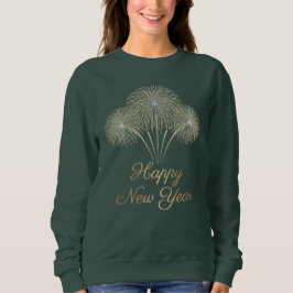 Elegant Gold Glitter Fireworks Happy New Year  T Shirt