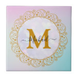Elegant Gold Glitter Initial & Name Kakelplatta<br><div class="desc">Elegant Gold Glitter Initial & Name.</div>