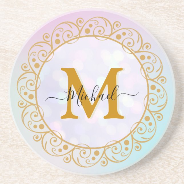 Elegant Gold Glitter Initial & Name Underlägg (Framsidan)