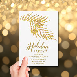Elegant Gold Glitter Palm Holiday Christmas Inbjudningar