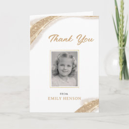 Elegant Gold Glitter Photo Birthday Tack Kort
