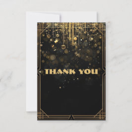 Elegant Gold Glitter Thank You Card | Black & Gold Tack Kort