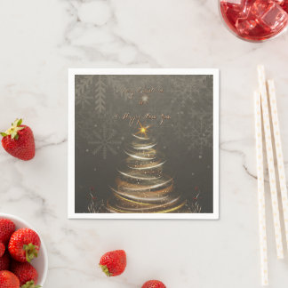  Elegant Gold  glow Christmas Tree Pappersservett