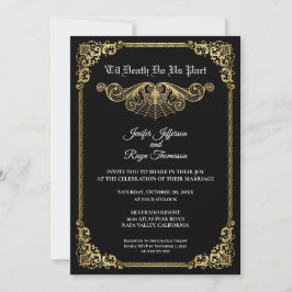 Elegant gold Gothic Halloween wedding Invitation Inbjudningar