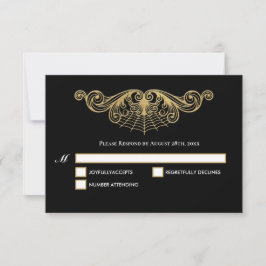 Elegant gold Gothic Halloween Wedding RSVP Card OSA Kort