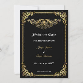 Elegant gold Gothic wedding save the date Meddelande