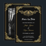 Elegant gold Gothic wedding save the date Meddelande<br><div class="desc">This design can be personalized with your information. It may be further customized by choosing the click to "personalize" further option. You may change the text color and style. Please see more of this suite in my store. Contact me at mradamov@gmail.com or with message on zazzle if you wish to...</div>