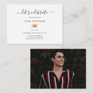 Elegant Gold Graduation Party Photo Invitation  Tilläggskort