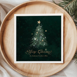 Elegant Gold Green Christmas Tree Holiday Pappersservett