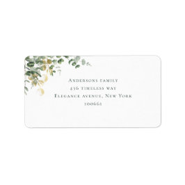 Elegant Gold Green Eucalyptus Wedding Adressetikett