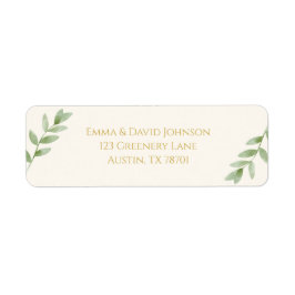 Elegant Gold Greenery Christmas Return Address Returadress Etikett