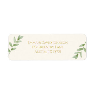 Elegant Gold Greenery Christmas Return Address Returadress Etikett