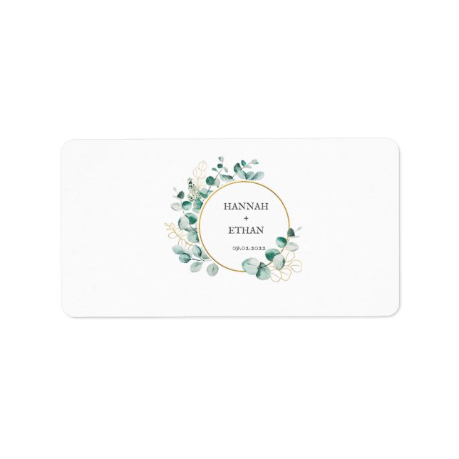 Elegant Gold Greenery Eucalyptus Personalized   Adressetikett (Framsidan)