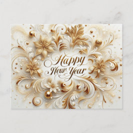 Elegant Gold Happy New Year Vykort