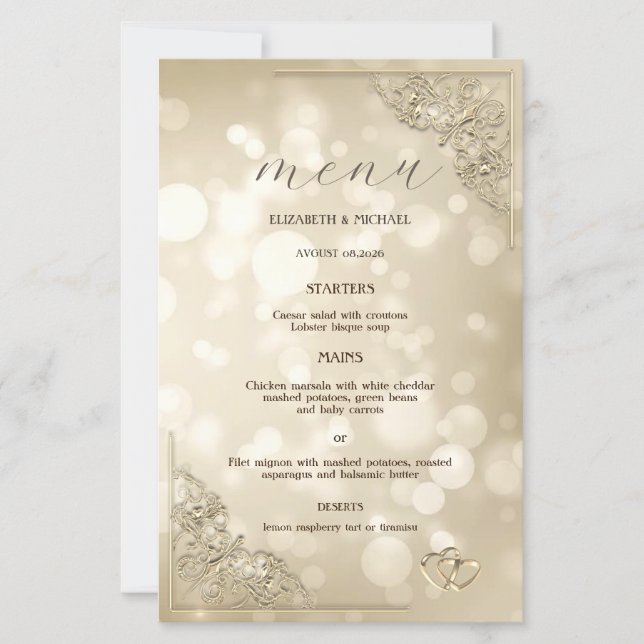 Elegant Gold Hearts Frame Bokeh (Framsida)