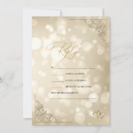Elegant Gold Hearts Frame Bokeh RSVP   Inbjudningar