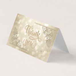Elegant Gold Hearts Frame Bokeh Thank You Card Visitkort