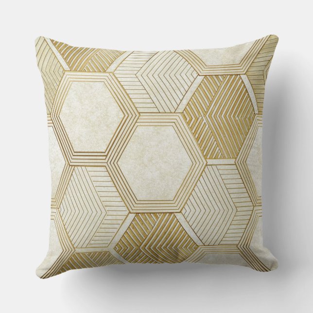 Elegant Gold Hexagon Geometric Pattern - Marble 2 Kudde (Baksida)