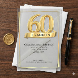 Elegant Gold Iconic Age Soft Grey 60th Birthday