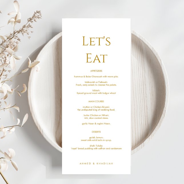 Elegant Gold Islamic Wedding Menu Card Flat Menu Meny (Skapare uppladdad)