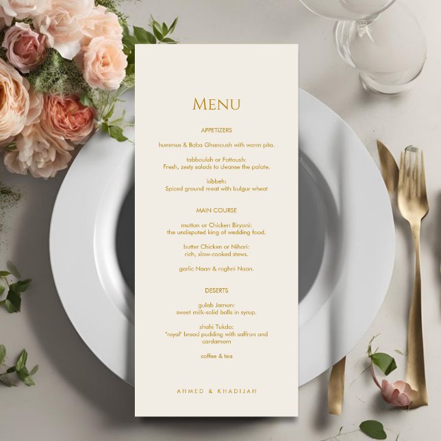 Elegant Gold Islamic Wedding Menu Card Flat Menu Meny (Skapare uppladdad)