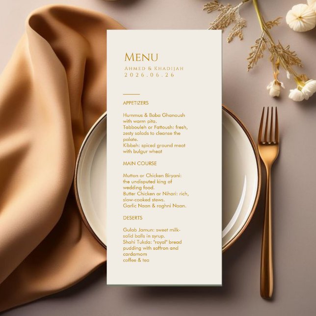 Elegant Gold Islamic Wedding Menu Card Flat Menu Meny (Skapare uppladdad)