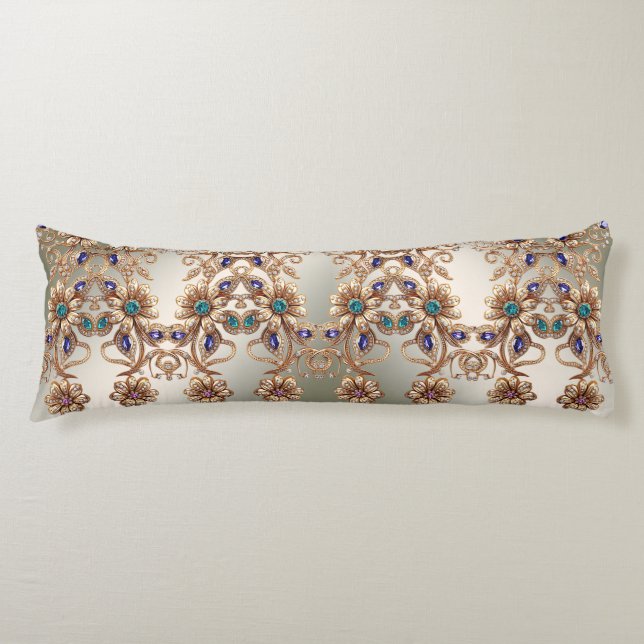 Elegant Gold Jewel Flowers Body Pillow Kroppskudde (Framsidan)