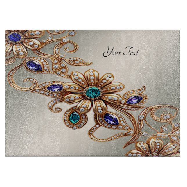 Elegant Gold Jewel Flowers Cutting Board (Framsidan)
