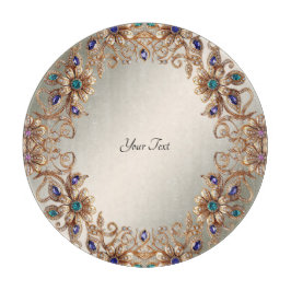 Elegant Gold Jewel Flowers Cutting Board