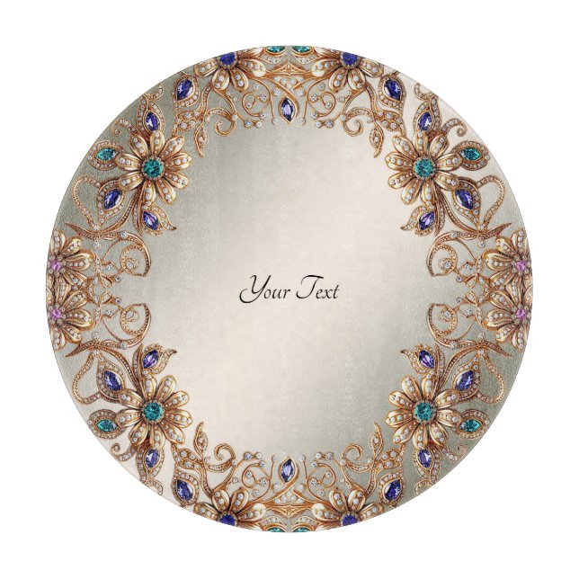 Elegant Gold Jewel Flowers Cutting Board (Framsidan)