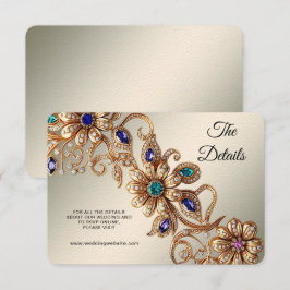 Elegant Gold Jewel Flowers Detail Enclosure Card Tilläggskort