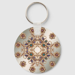 Elegant Gold Jewel Flowers Keychain Nyckelring