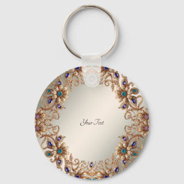 Elegant Gold Jewel Flowers Keychain Nyckelring